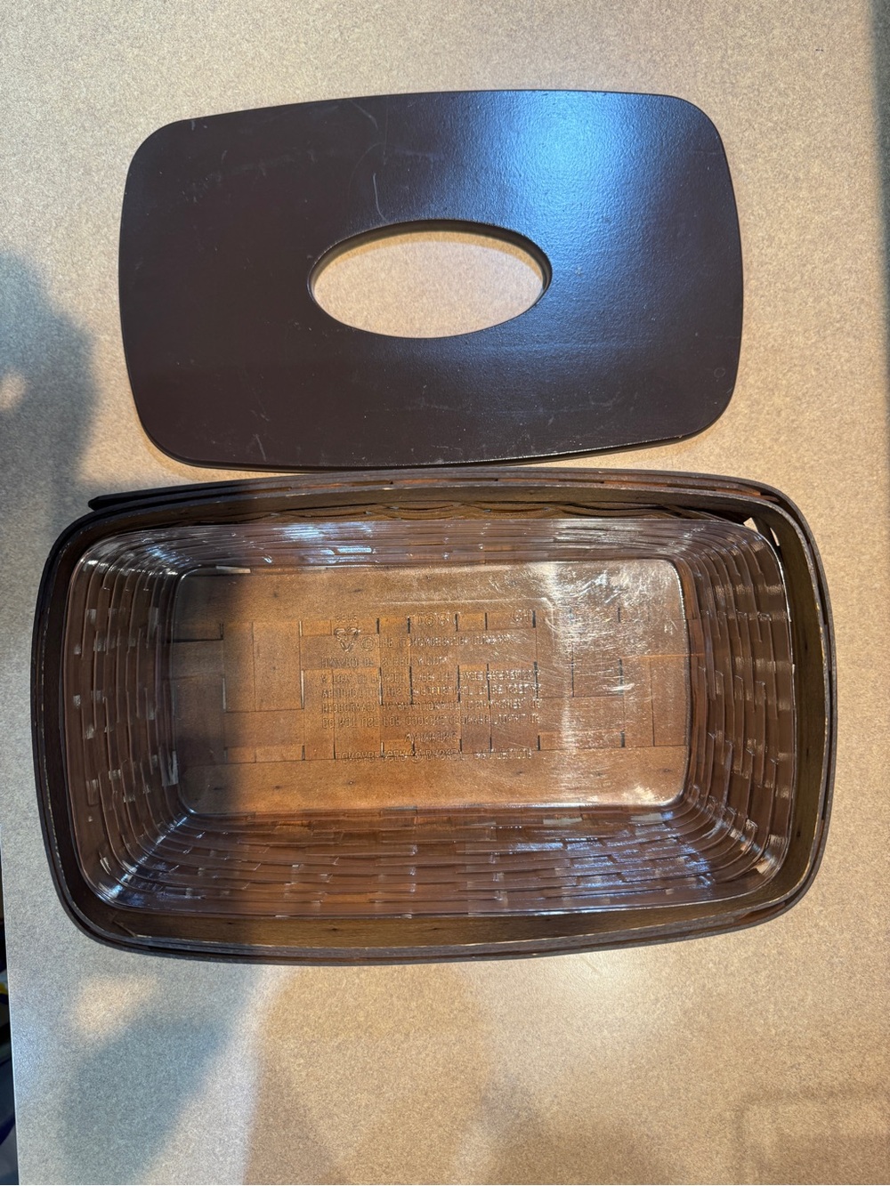 Longaberger Tissue Basket, Lid and Protector - Picture 3 of 5
